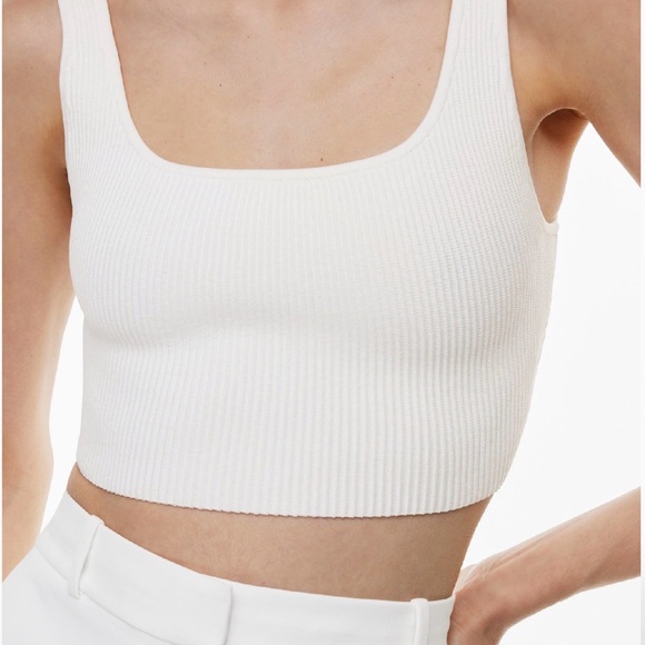 Babaton Tops - Aritzia Babaton Sculpt Knit Squareneck Cropped Tank Top Off-White Size M
